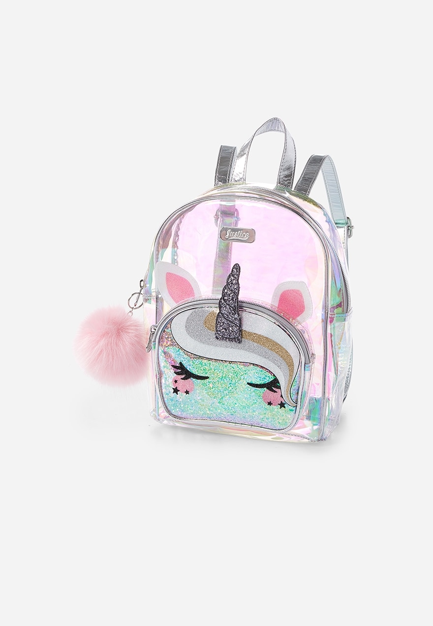 KWD10.5 / QR91 / AED135 / BD14 / JD32 / SAR150 / OMR13      Unicorn See Through Holographic Mini Backpack    16140181619