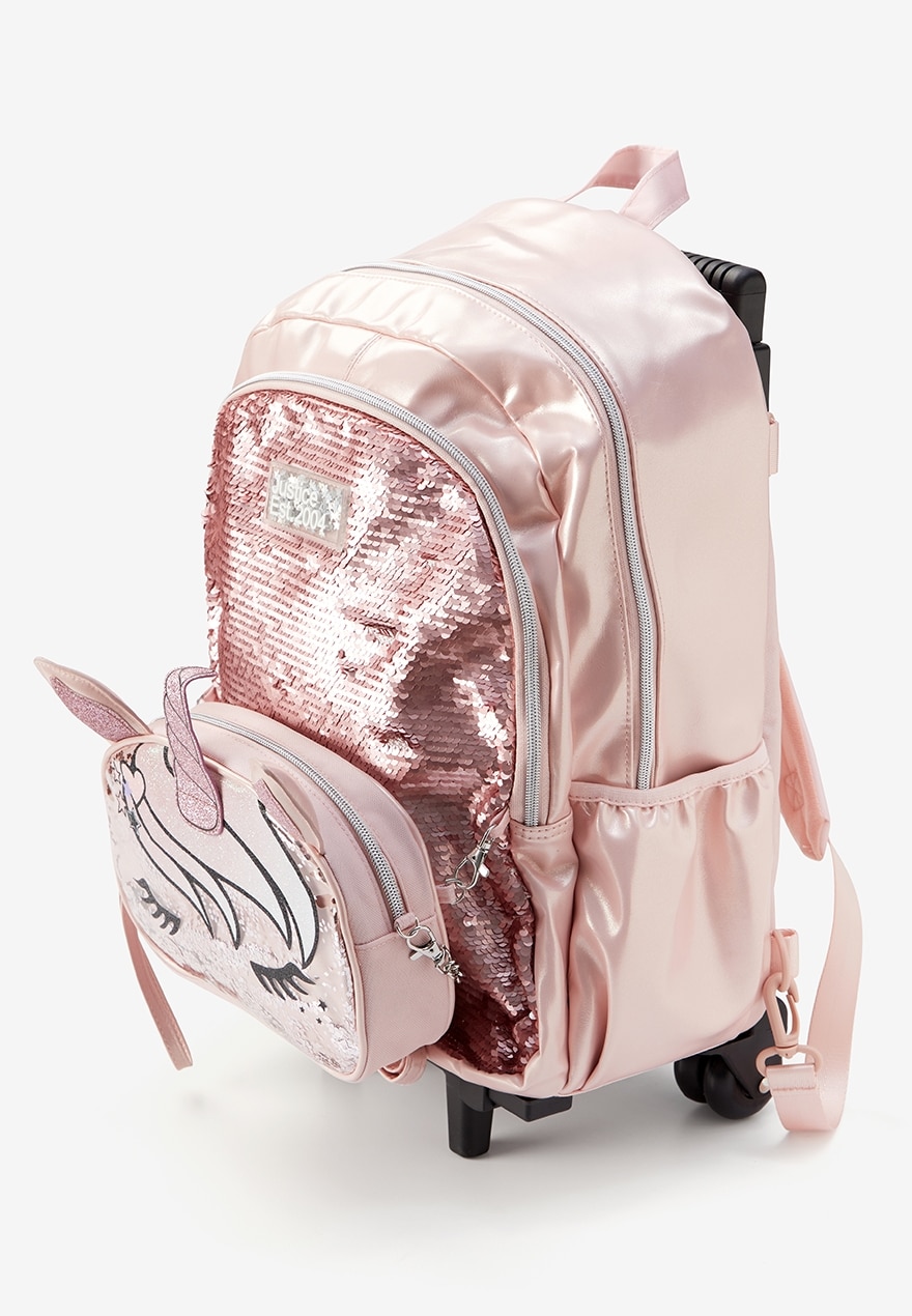 KWD21 / QR260 / AED270 / BD28 / JD62 / SAR300 / OMR26    Justice Unicorn Shaky Rolling Backpack  16198425657