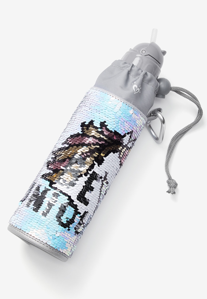 KWD6.5 / QR80 / AED85 / BD8.5 / JD18 / SAR95 / OMR8     Justice Be Unique Flip Sequin Sleeved Water Bottle    16205658619