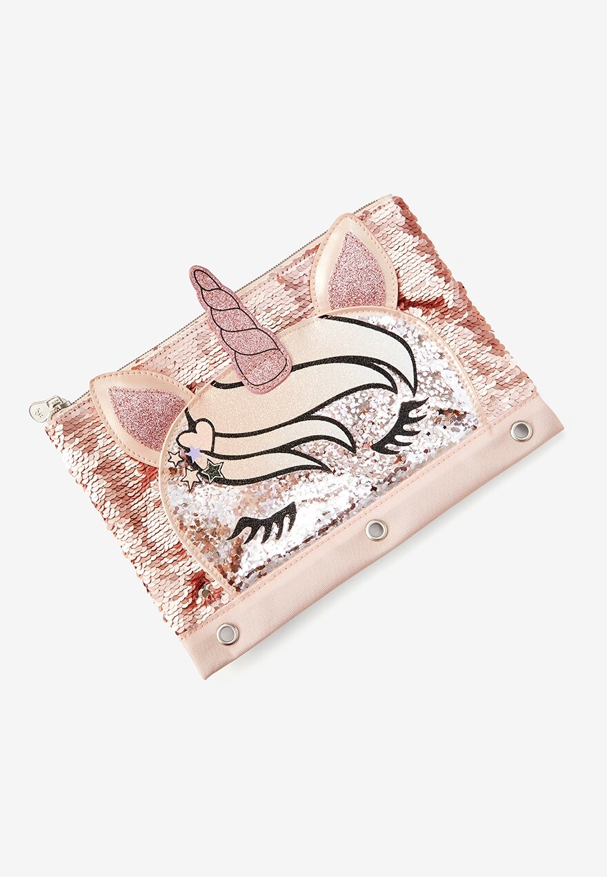 KWD5 / QR60 / AED65 / BD6.5 / JD14 / SAR75 / OMR6   Justice Rose Gold Unicorn Pencil Case   16226175657