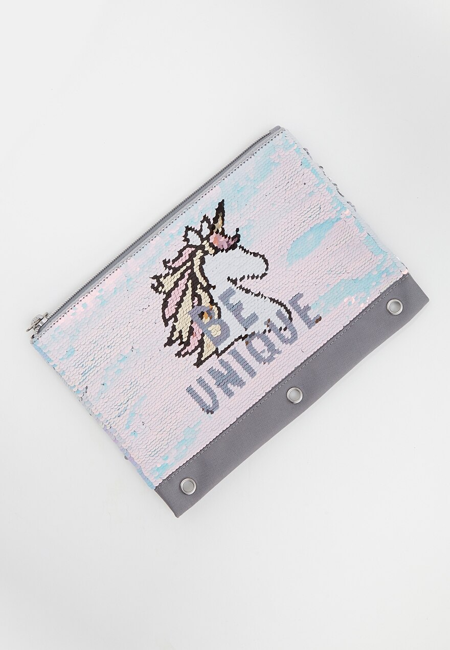 KWD5 / QR60 / AED65 / BD6.5 / JD14 / SAR75 / OMR6    Justice Unique Unicorn Flip Sequin Pencil Case   16229129619