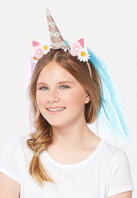 KWD2.5 / QR30 / AED30 / BD3 / JD6 / SAR35 / OMR3   Floral Unicorn Headband With Veil    16025671645