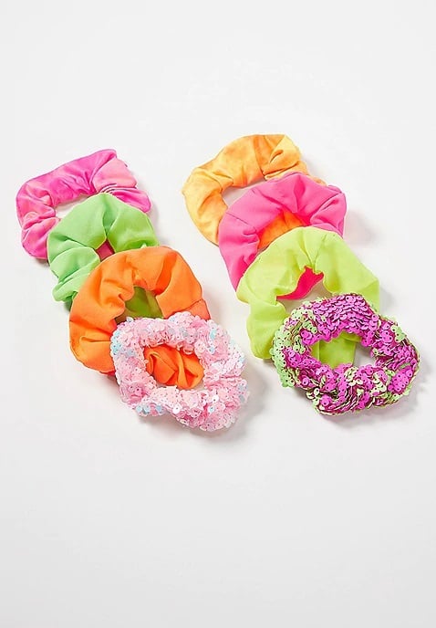 KWD5 / QR60 / AED65 / BD6.5 / JD14 / SAR75 / OMR6    Neon & Sequin Scrunchies - 8 Pack    16015846619