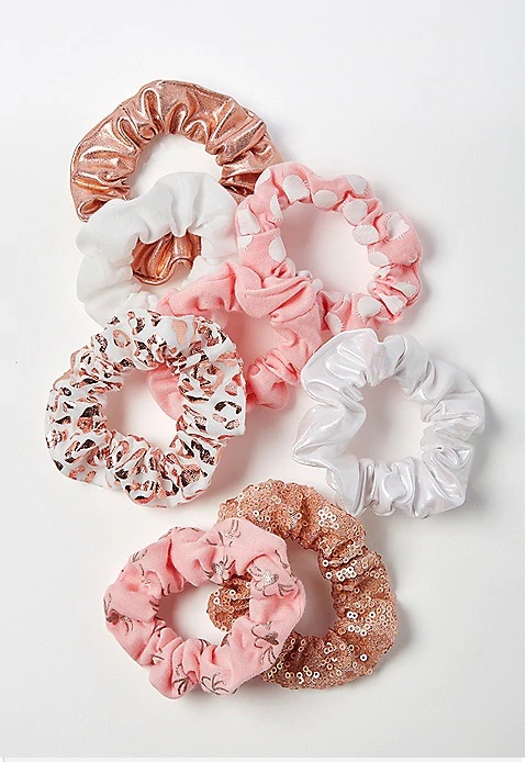 KWD5 / QR60 / AED65 / BD6.5 / JD14 / SAR75 / OMR6    Rose Gold Kitty Scrunchie - 8 Pack    16010294665