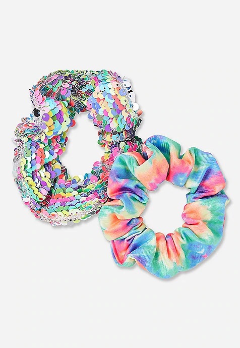 KWD2.5 / QR30 / AED30 / BD3 / JD6 / SAR35 / OMR3   Tie Dye & Sequin Scrunchie - 2 Pack    16010259619