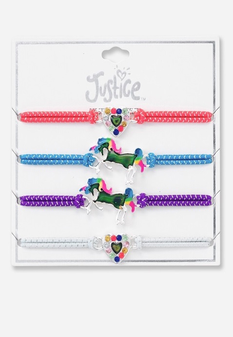KWD2.5 / QR30 / AED30 / BD3 / JD6 / SAR35 / OMR3   Unicorn And Heart Bff Stretch Bracelet - 4 Pack    15986320619