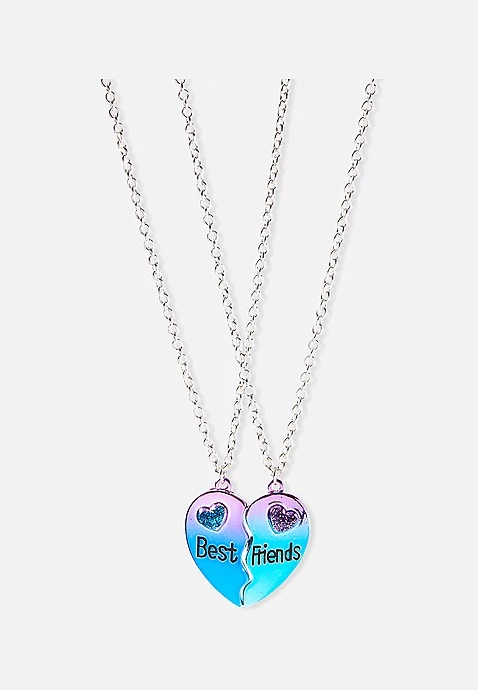KWD2.5 / QR30 / AED30 / BD3 / JD6 / SAR35 / OMR3   Bff Metallic Heart Pendant Necklace - 2 Pack    15981444619