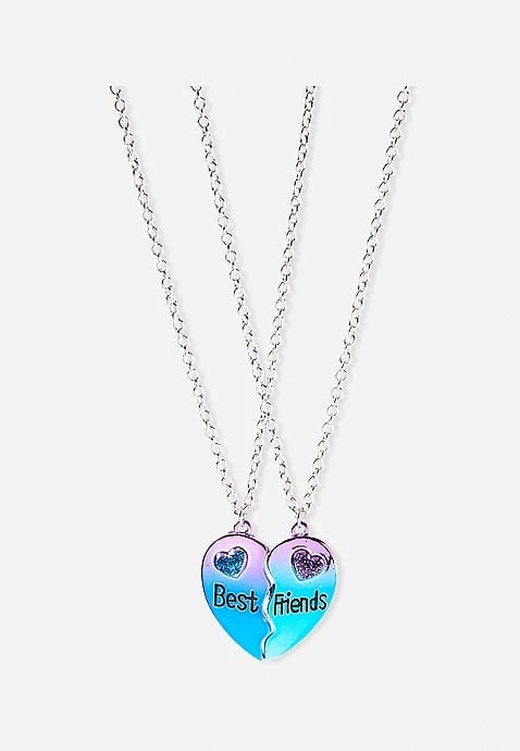 KWD2.5 / QR30 / AED30 / BD3 / JD6 / SAR35 / OMR3   Bff Metallic Heart Pendant Necklace - 2 Pack    15981444619