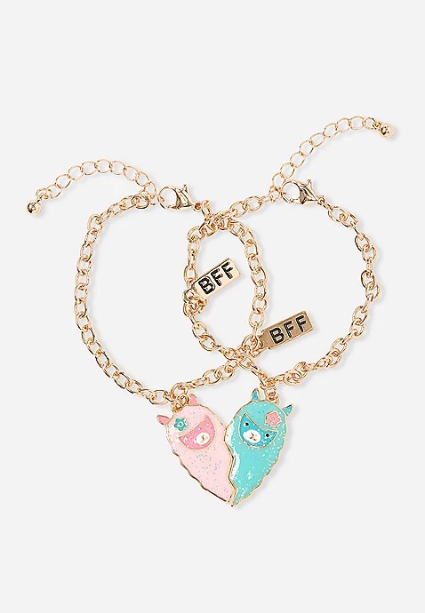  Llama Bff Heart Pendant Necklace - 2 Pack