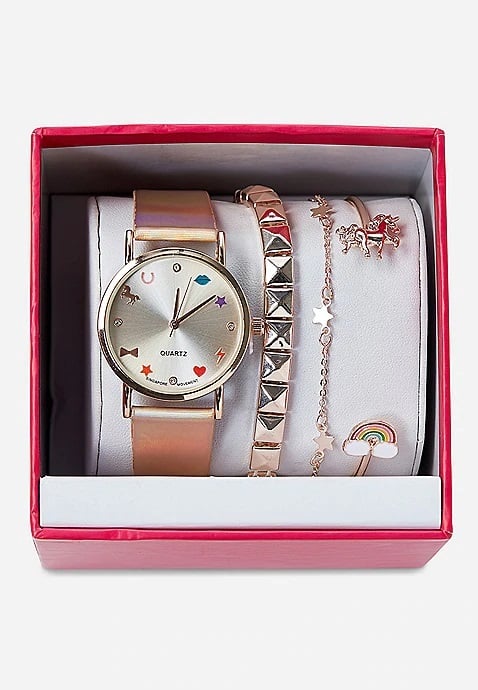 KWD2.5 / QR30 / AED30 / BD3 / JD6 / SAR35 / OMR3   Rose Gold Unicorn Watch & Bracelet Set    15990929662