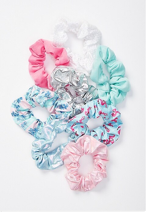 KWD5 / QR60 / AED65 / BD6.5 / JD14 / SAR75 / OMR6    Tropical Shine Scrunchies - 8 Pack    16015009619